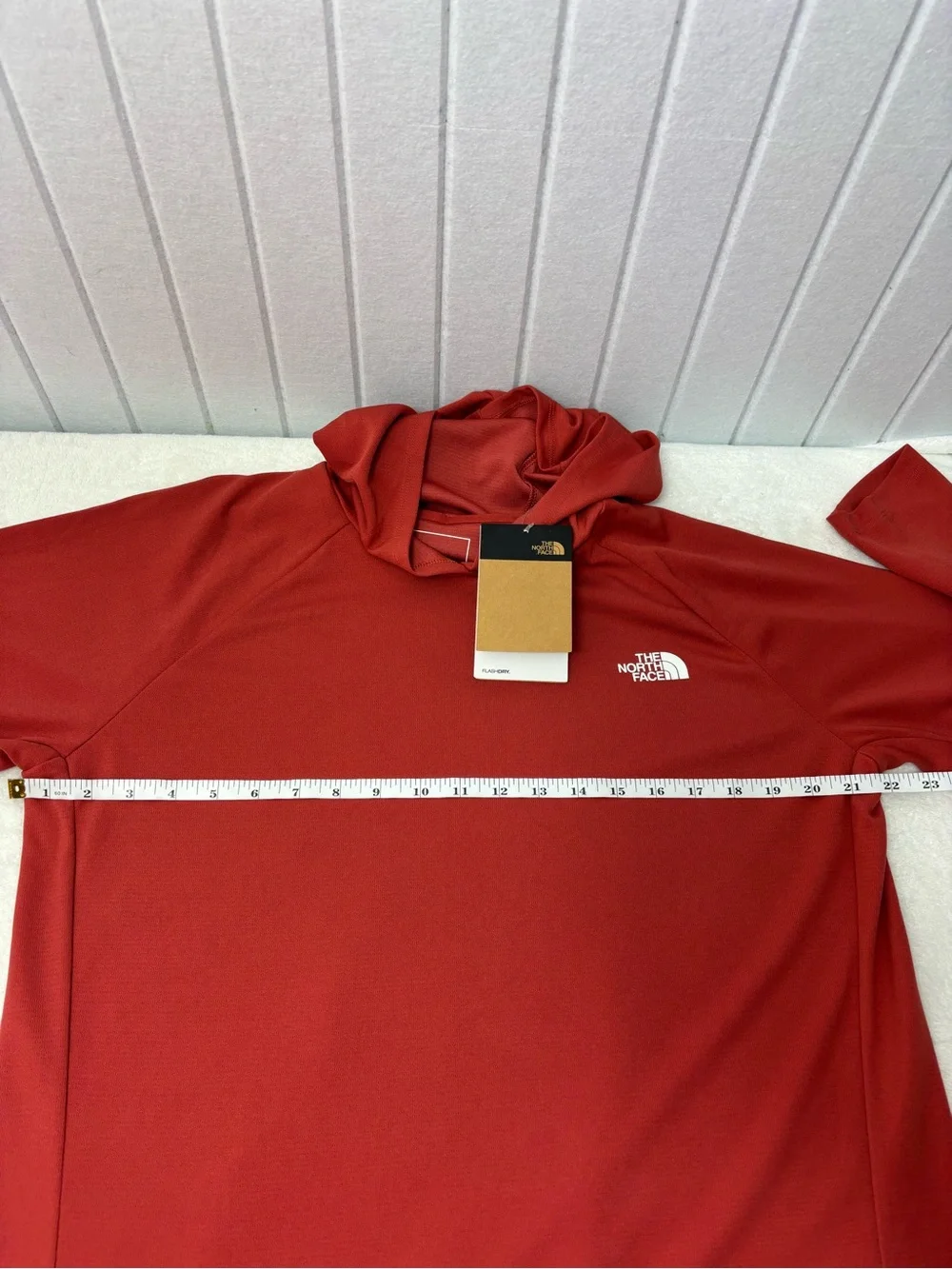 The North Face Wander Coral-Red Hooded Long Sleeve shirt Size L NEW